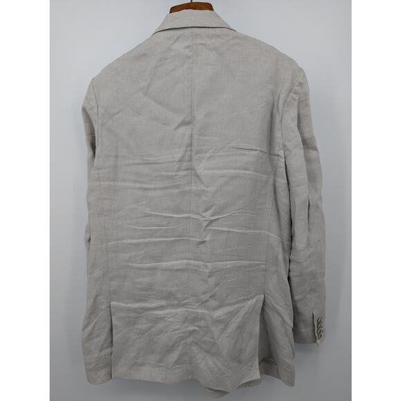 100% Linen Beige Vineyard Vines Men's Blazer Size 44L Made in Portugal - Picture 2 of 8
